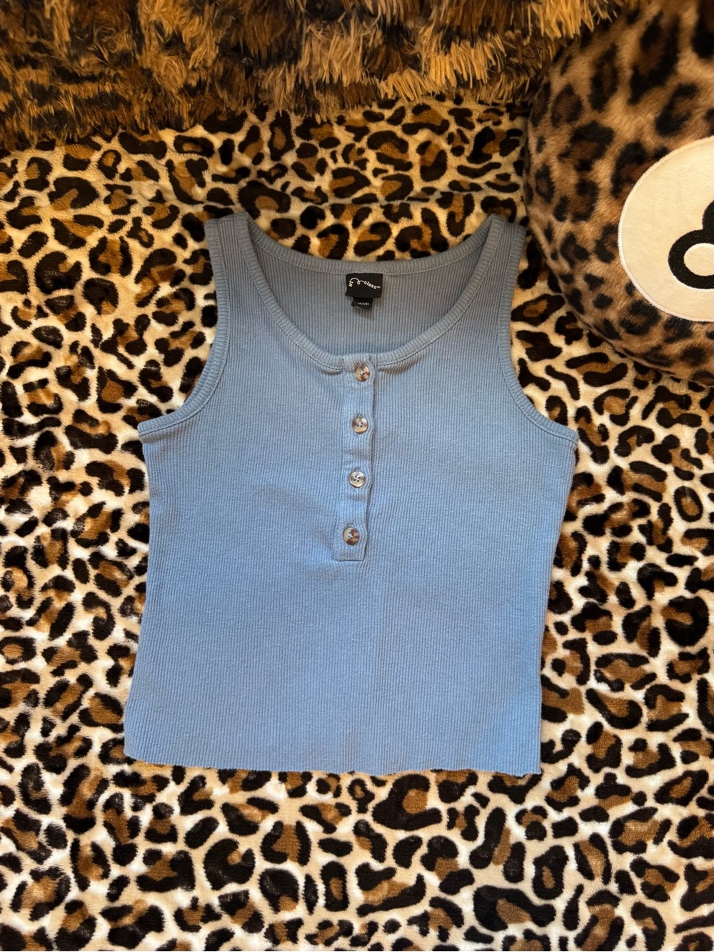 Target Light Blue Ribbed Henley Tank Top